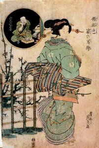 Kurtesaani Turning Head japanilainen vedos Kitugawa Eizan (1787-1867) 1800-luvun Rennes, Kuvataidemuseo