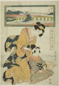 Iltahohto Setalla (Seta sekisho), sarjasta "Furyu Omi hakkei (Furyu Omi hakkei) muodikkaat näkymät"