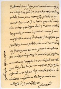 James I:n kirje pojalleen Charlesille, Walesin prinssille, 10. elokuuta 1623. tekijältä King James I