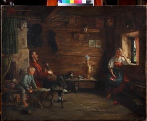 Perhe-idylli Kirill Vikentievich Lemoch (Lemokh) (1841-1910), - Öljy kankaalle - Yksityiskokoelma tekijältä Kirill Vikentievich Lemoch