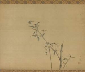 Bambuvarret oksilla ja lehtineen, Edo-kausi, 1800-luku.