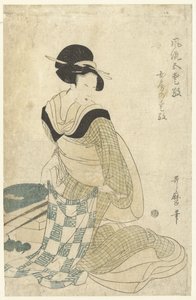 Kodin viehätys Nyobo no aiko (otsikko esineessä) Viisi tyylikästä hurmaa (sarjan nimi) Furyu goaiko (sarjan nimi esineellä) tekijältä Kitagawa Utamaro (attributed to)