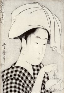 Teehuone Ryogokussa, sarjasta "Bijin juyo" (Ten Female Figures) n. 1797 (puupainatus) tekijältä Kitagawa Utamaro