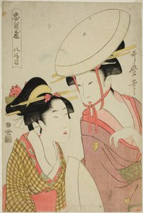 Act VIII (Hachidanme), sarjasta "Uskollisten säilyttäjien valtiovarainministeriö (Chushingura)" tekijältä Kitagawa Utamaro