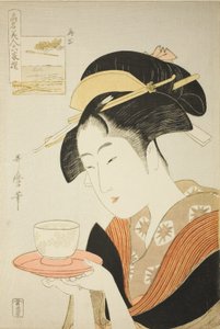 Esiintyy jälleen: Naniwaya Okita, sarjasta "Kuuteen kuolemattomaan runoilijaan verratut kaunottaret" ("Komei bijin rokkasen") tekijältä Kitagawa Utamaro