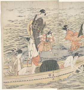 Awabi-simpukansukeltajat Enoshimassa tekijältä Kitagawa Utamaro