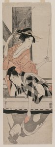 Pariskunta veneessä tekijältä Kitagawa Utamaro