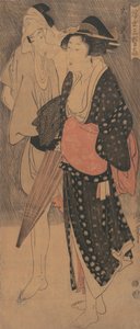 Pariskunta iltasuihkussa..., n. 1800. tekijältä Kitagawa Utamaro