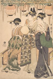 Courtesaanit Wisteria Arborin alla..., n. 1795. tekijältä Kitagawa Utamaro