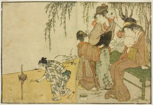 Enjoying Fireworks, kuvitetusta kirjasta "Picture Book: Flowers of the Four Seasons (Ehon shiki no hana)," voi. 1 tekijältä Kitagawa Utamaro