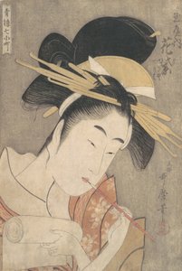 "Hanamurasaki of the Tamaya", sarjasta Seven Komachi of the Pleasure Quarters ..., ca. 1790. tekijältä Kitagawa Utamaro