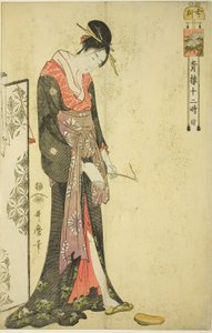Hour of the Ox [2am] (Ushi no koku), sarjasta "The Twelve Hours in Yoshiwara (Seiro juni toki tsuzuki)" tekijältä Kitagawa Utamaro