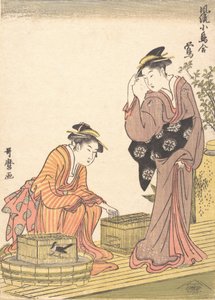Japanilainen pensaskirkko, 1754-1806. tekijältä Kitagawa Utamaro