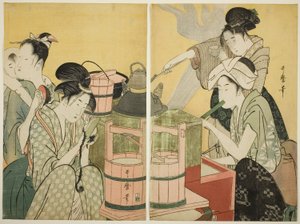 Keittiön kohtaus tekijältä Kitagawa Utamaro