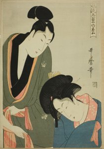 Lovers Parting in the Morning, sarjasta "Elegant Five-Needled Pine (Furyu goyo no matsu)" tekijältä Kitagawa Utamaro