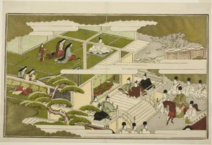 Uusi vuosi Courtissa, kuvitetusta, mutta antologiasta "The Young God Nests (Home Nests)" tekijältä Kitagawa Utamaro