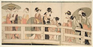 Päällä ja p Suunnitelma d Rokoku B Ridagen alla (Rokoku Bridgen päällä) tekijältä Kitagawa Utamaro
