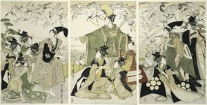 Parodia Minamoto no Yoritomo Harvinainen uusi gc Ranes Yuigahamassa tekijältä Kitagawa Utamaro