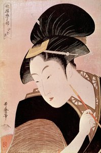 Naisen muotokuva japanilainen vedos Utamaro Kitagawa (1753-1806) tekijältä Kitagawa Utamaro
