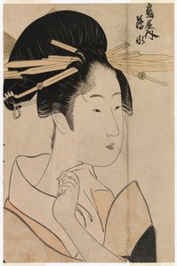 Uyon teehuoneen geishan muotokuva tekijältä Kitagawa Utamaro