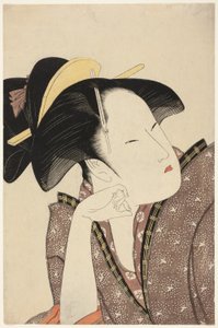 Heijastava rakkaus, sarjasta "Runojen antologia: Rakkausosasto (Kasen koi no bu) (Mono-omou koi)" tekijältä Kitagawa Utamaro
