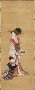 Stehende Kurtisane und Kamuro tekijältä Kitagawa Utamaro