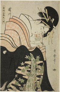 Takigawa, sarjasta "Array of Supreme Beauties of the Present Day (Toji zensei bijin zoroe)" tekijältä Kitagawa Utamaro