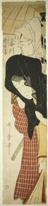 Kuriteripalvelun kurtisaani Umegawa ja Chubei (Umegawa, Chubei) tekijältä Kitagawa Utamaro