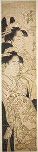 Tamayan kurtisaanit Shizuka ja Akashi tekijältä Kitagawa Utamaro