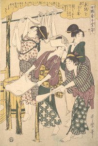 Silkkilangan valmistus, n. 1790. tekijältä Kitagawa Utamaro