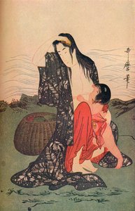 The Pearl Diversin keskipaneeli, c1797-98, 1936. tekijältä Kitagawa Utamaro