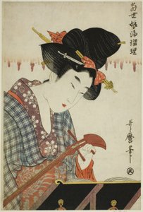 Tsur Ning Ashamisen (Shamisen no Nejime), Teserieltä tekijältä Kitagawa Utamaro
