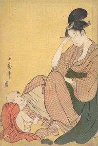 Nainen ja lapsi, n. 1794-95. tekijältä Kitagawa Utamaro