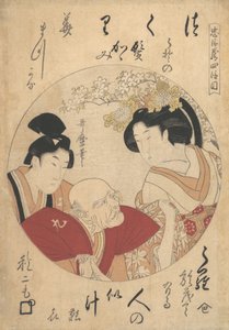 Nuori mies, vanha mies ja nainen, n. 1798. tekijältä Kitagawa Utamaro