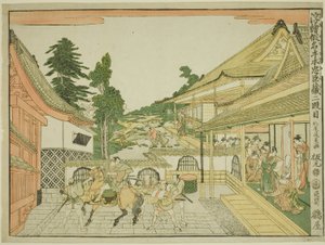 Act II (Nidanme), sarjasta "Perspektiivikuvia uskollisten säilyttäjien varastosta (Uki-e kanadehon Chushingura)" tekijältä Kitao Masayoshi