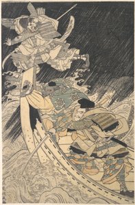 Minamoto Yoshitsune ja hänen pidättäjänsä, munkki Benkei..., 1700-luvun loppu.