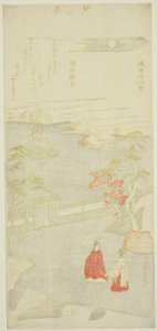 Autumn Moon over Sumida River (Sumida aki zuki), sarjasta "Kahdeksan näkymää Sumida-joelle (Sumidagawa hakkei)" tekijältä Kitao Shigemasa