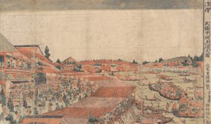 Maisema, Showing Water Festival lyhtyineen, 1700-luvun loppu - 1800-luvun alku. tekijältä Kitao Shigemasa
