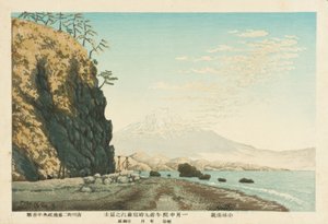 Fuji-vuori Sattasta nähtynä, luonnosteltu klo 9, tammikuun puolivälissä 1881 tekijältä Kiyochika Kobayashi