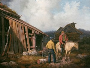 Mies hevosella (öljy kankaalle)