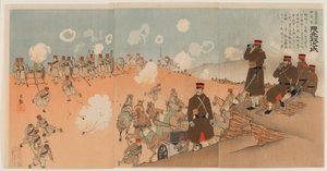 Eversti Kumamoto Masaji, keisarillisen kaartin tykistöjen komentaja tekijältä Kobayashi Kiyochika