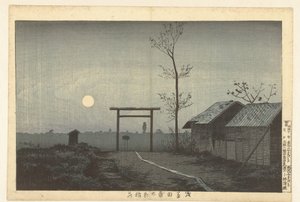 Taro Inarin pyhäkkö Asakusan riisipelloilla Asakusa tanbo Taro Inari (otsikko esineessä) tekijältä Kobayashi Kiyochika