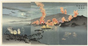 Asevoimiemme yöhyökkäys Kiinan leiriin Pjongjangissa. Wagagun Heijô no Shin