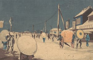 Katukohtaus Edon laitamilla talvi-iltana, n. 1878.