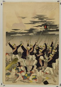 Aurinko nousee Japanin voiton yllä (Pjongjangin kukistuminen) tekijältä Kobayashi Kiyochika