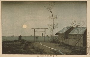 Tarō Inari -pyhäkkö Asakusan riisipelloilla tekijältä Kobayashi Kiyochika