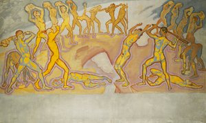 Clash of the Titans; Titaanien taistelu, noin 1913-1915 tekijältä Koloman Moser