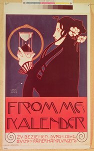 Suunnittelu Frommes-kalenteriin, Wienin secessionin 14. näyttelyyn, 1902 (värilitho)