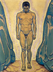 Stehender Jüngling - Seisova nuori mies ... (öljy kankaalle) tekijältä Koloman Moser