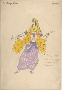Polovtsialainen tyttö. Pukusuunnittelu A. Borodinin oopperaan Prinssi Igor, 1909 tekijältä Konstantin Alekseevich Korovin